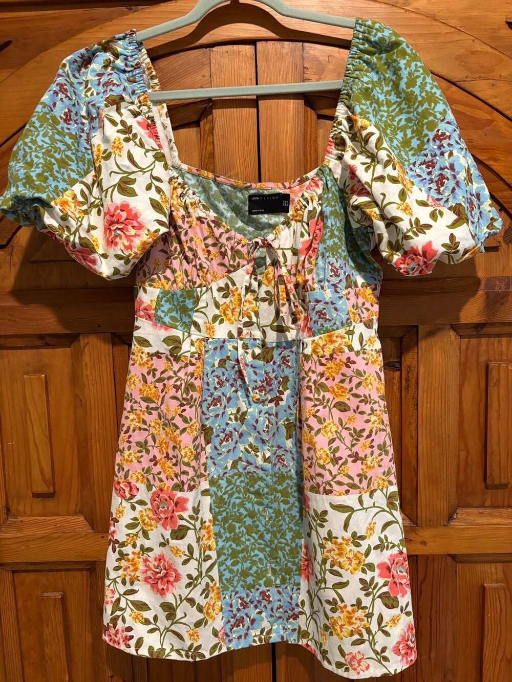 ASOS Sweetheart Mini Tea Dress US 10 Mixed Floral Patchwork Coquette, Boho